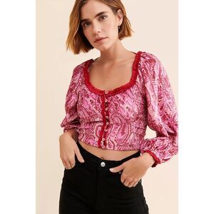 Free People Pink Paisley Blouse